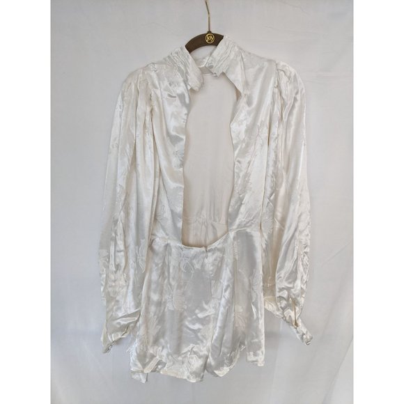 NWT Majorelle Camryn Romper S Floral Satin Jacquard Ivory - Picture 7 of 13